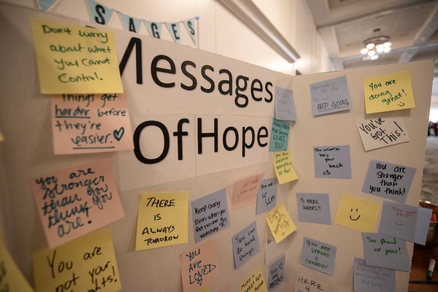 Messages of hope poster board.