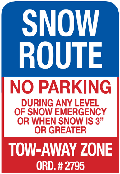 Oxford sign for snow route.