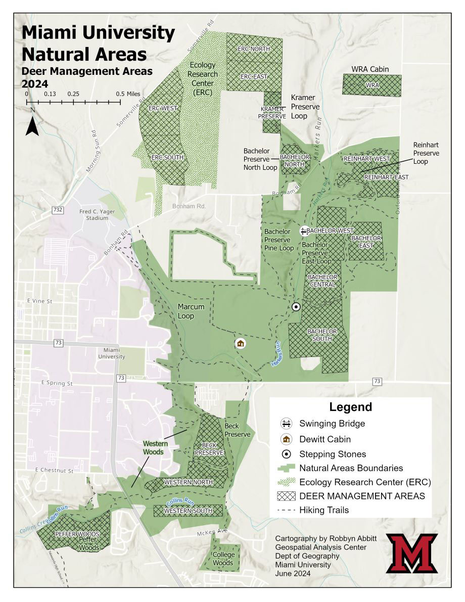 Miami University Natural Areas Map, as described above