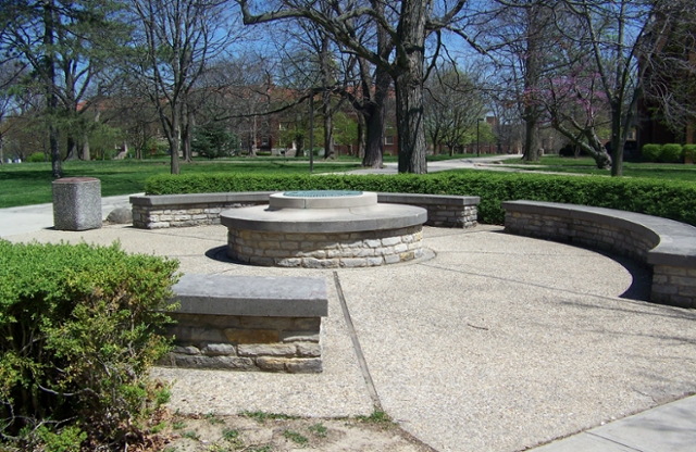 Large circular seal atop what appears to be a large round pedestal.