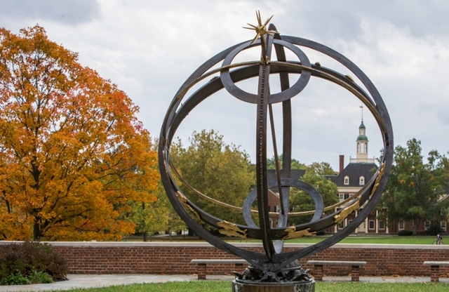 Sundial in front of central quad.