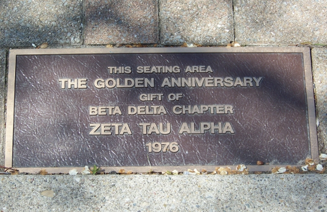 Plaque that reads This tower was presented to Miami University by Beta Theta Pi, The first college fraternity to be founded west of the Allegheny Mountains.