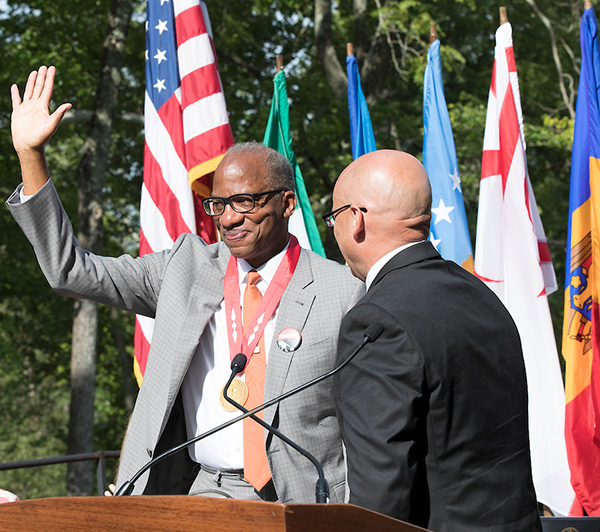 Wil Haygood receives The Miami University President's Medal during Convocation