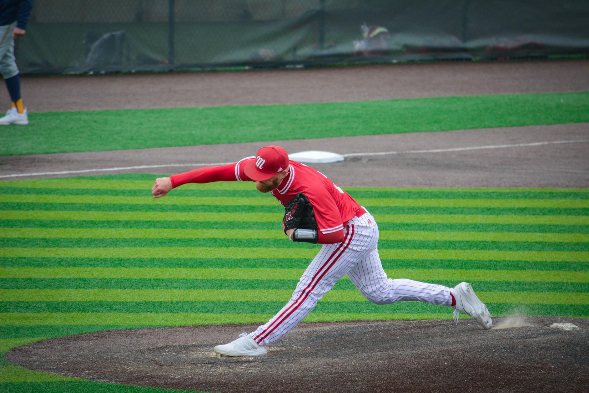 Sam Bachman pitching during a baseball game at Miami University