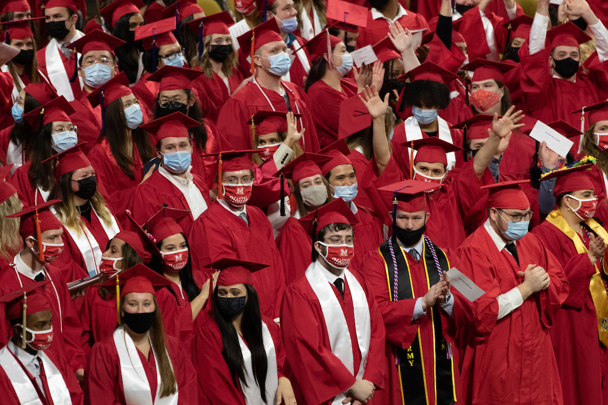 Students attending commencement.