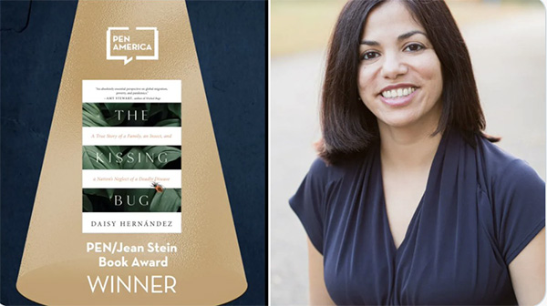 Daisy Hernandez and the cover of the PEN Award