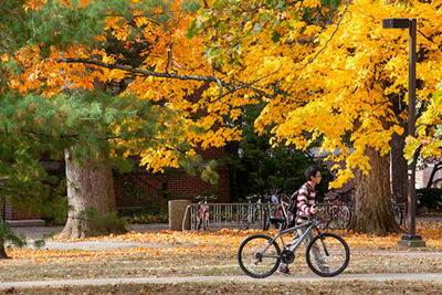 student on bike