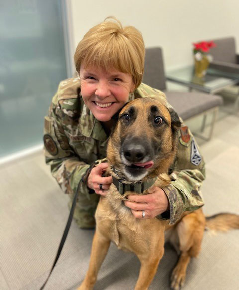 Sharon Bannister and a German Shepherd