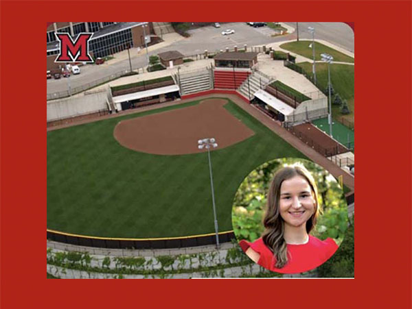 Caroline Brega and Miami's softball field