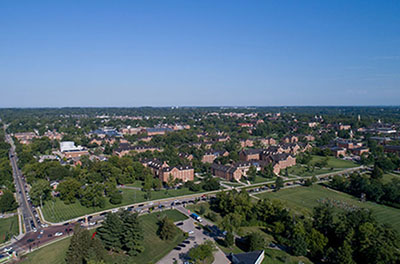 Aerial photo of southwest corner of Miami University