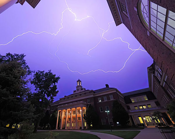 lightning flash over farmer school