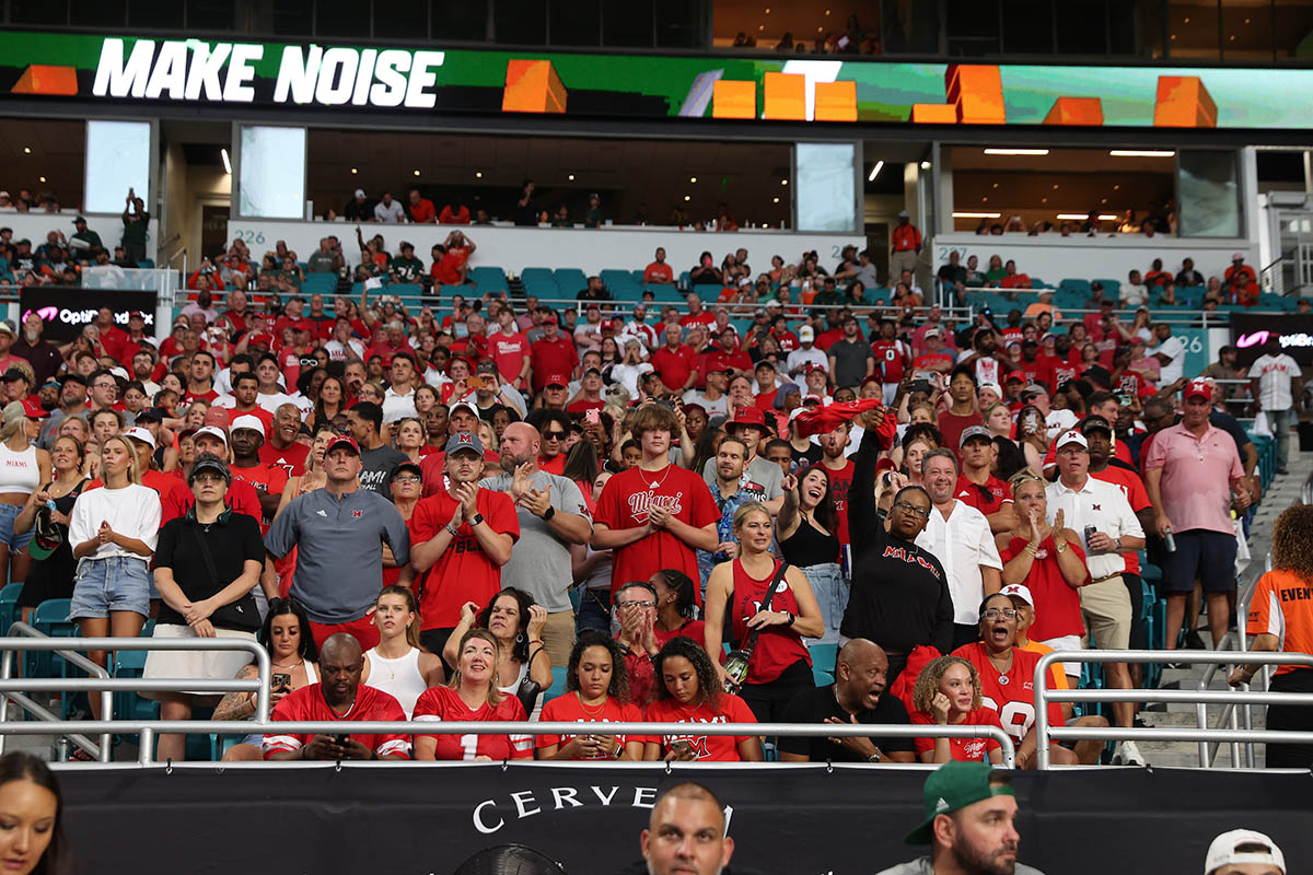 Miami football fans at the University of Miami on Sept. 1