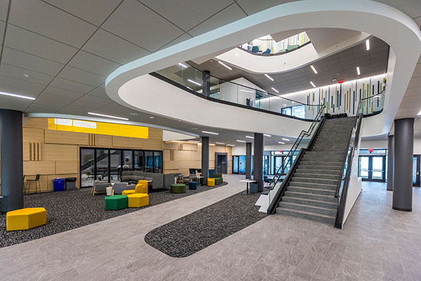 Lobby and first floor staircase  of the new McVey Data Science 