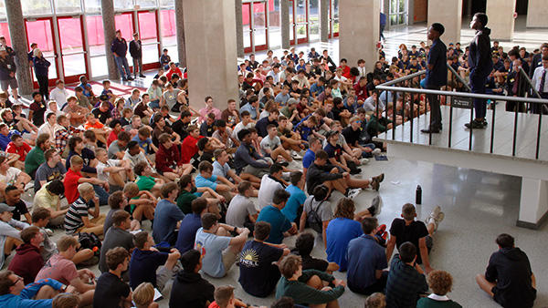 Buckeye Boys State participants gather at Millett Hall (photo by Benjamin Meinking).
