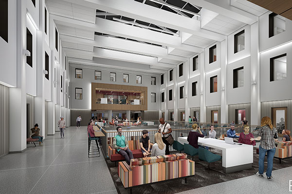 A rendering of the atrium at Bachelor Hall
