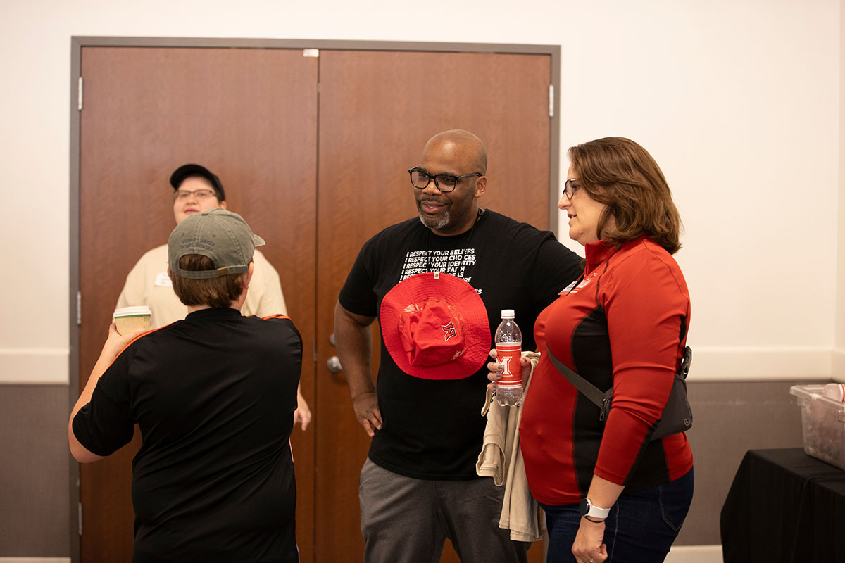 Participants in the second RedHawk Day of Service gather at Armstrong Student Center on Aug. 31.