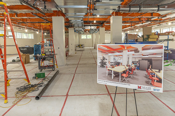 Advanced manufacturing hub classroom under construction