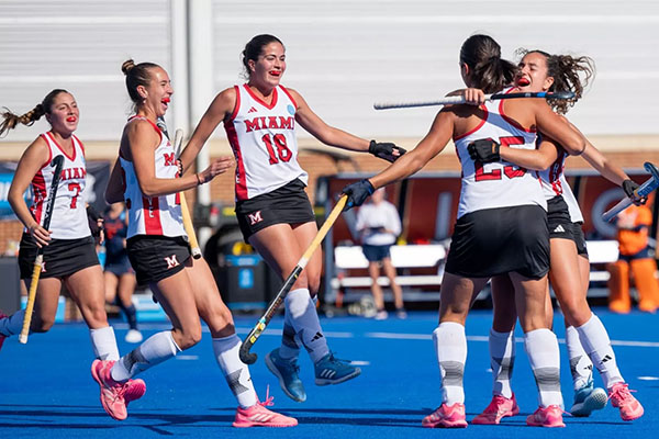 Miami University field hockey team celebrates