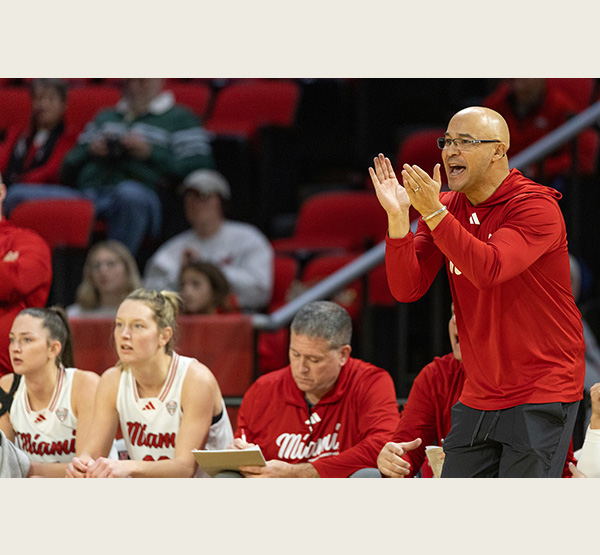 Coach Box reacts to a play on the Millett court (photo by Scott Kissell).