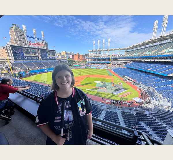 MaKenzie Love at a Cleveland Guardians game last July when she performed "The Star-Spangled Banner" during Disability Awareness Celebration Night (photo courtesy of MaKenzie Love).