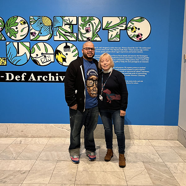 Terry Haynes, right, with artist Roberto Lugo