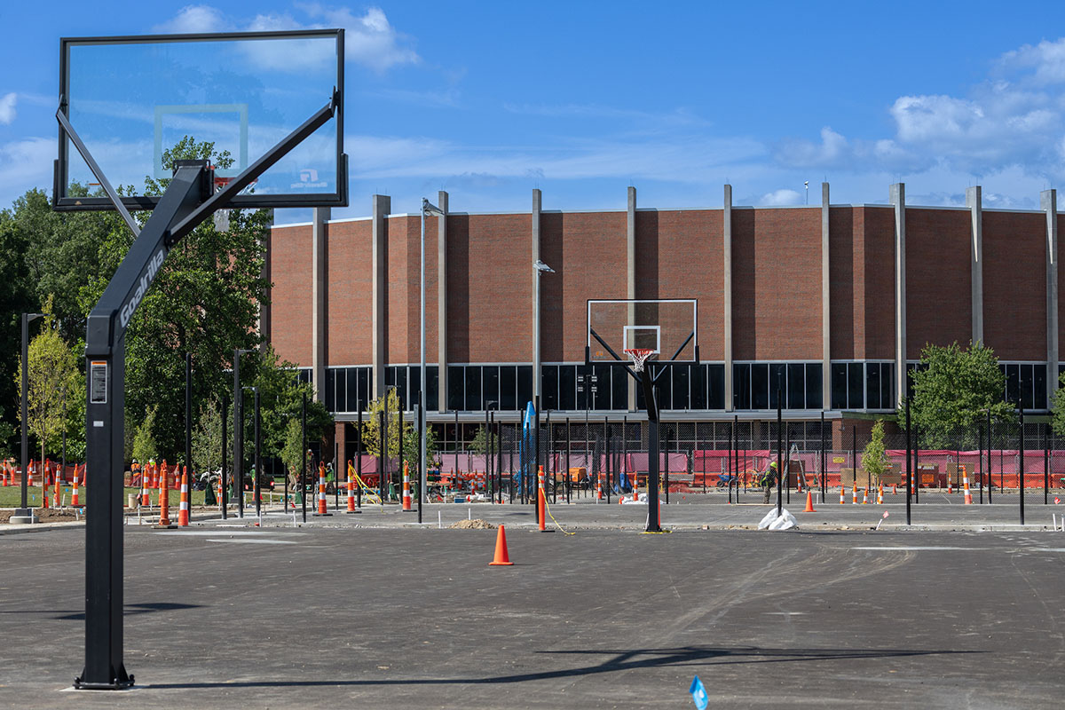 basketball courts under construction near Millett hall 