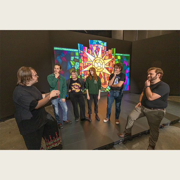 Miami University students work on their BLINK installation 