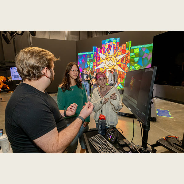 Miami University students work on their BLINK installation 