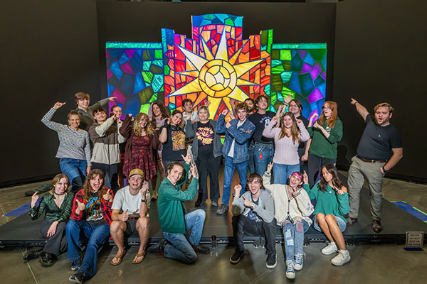 Miami University students work on their upcoming BLINK projection