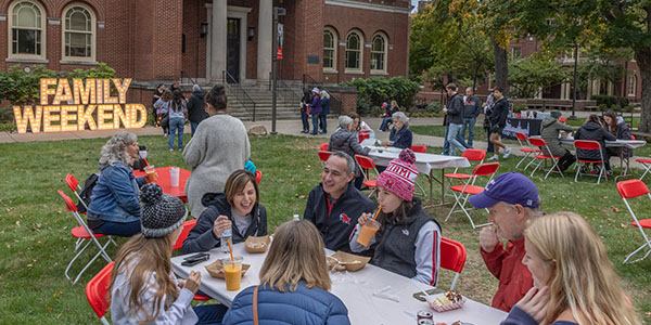 Participants in a past Family Weekend on Miami University's Oxford campus