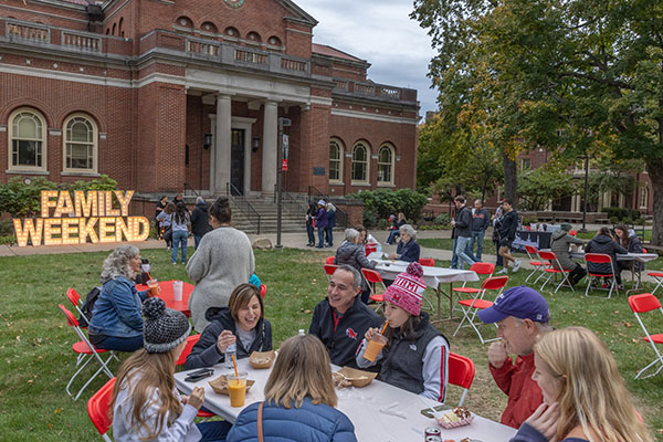 Participants in a past Family Weekend on Miami University's Oxford campus
