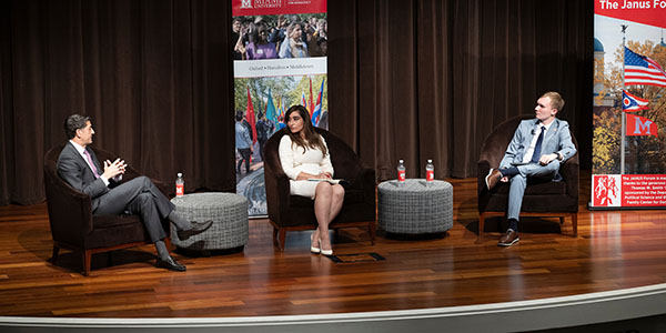 Paul Ryan, left, Shefali Razdan Duggal, center, and Nate Novak