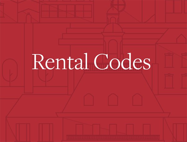 Rental Codes on red background