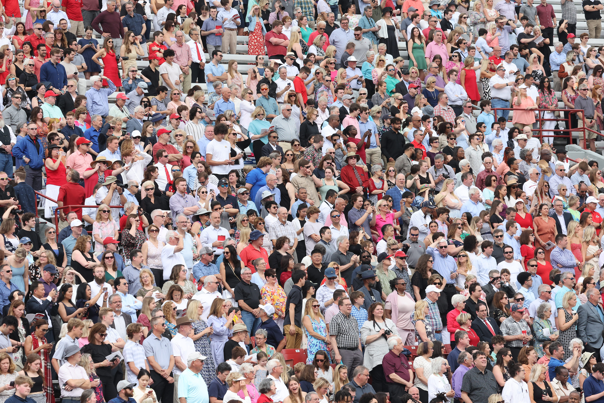The crowd at a Miami football family weekend game.