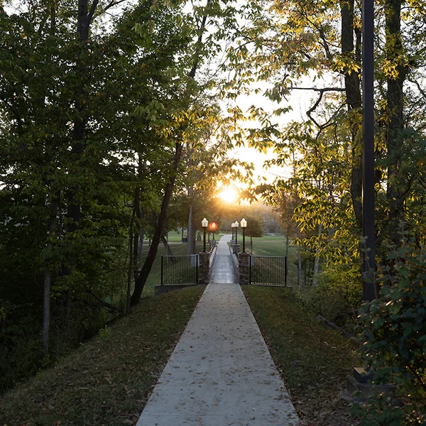 A sunrise on the Miami University campus horizon