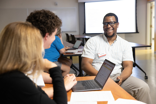 Advisor working with a student