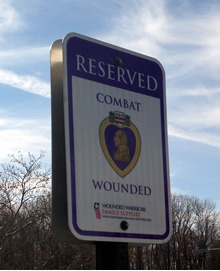 Parking sign: Reserved for Combat Wounded