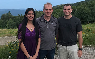 On the left side of the photo is graduate student Jyoti Kashyap, middle is Professor D.J. Ferguson and to the right is graduate student Adam Creighbaum. 