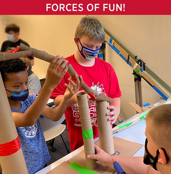 Forces of Fun Session: Students building a rollercoaster model