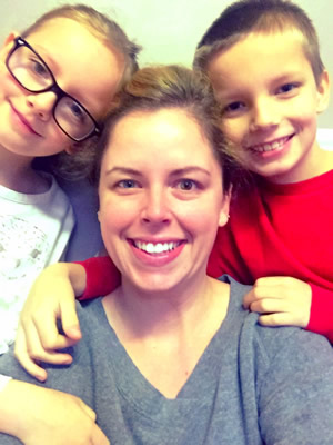 Jessica Rollins with her children