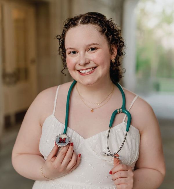 Holy Thornton, nursing alumna with a stethoscope around her neck.