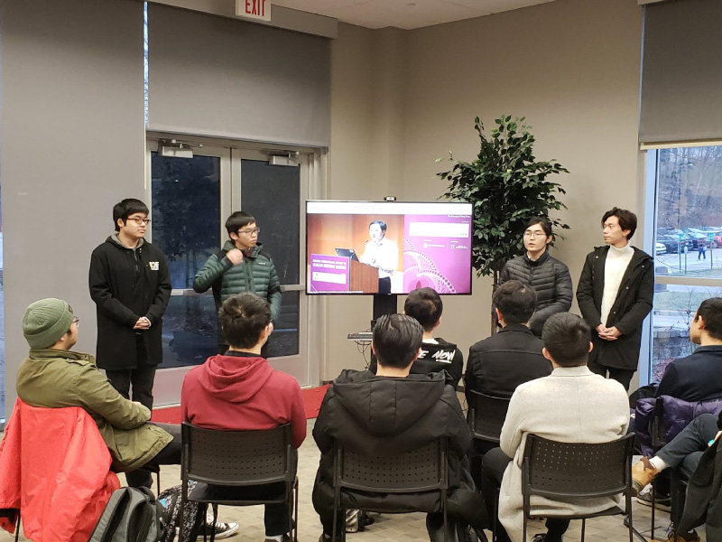 Students presenting final projects to their classmates. 