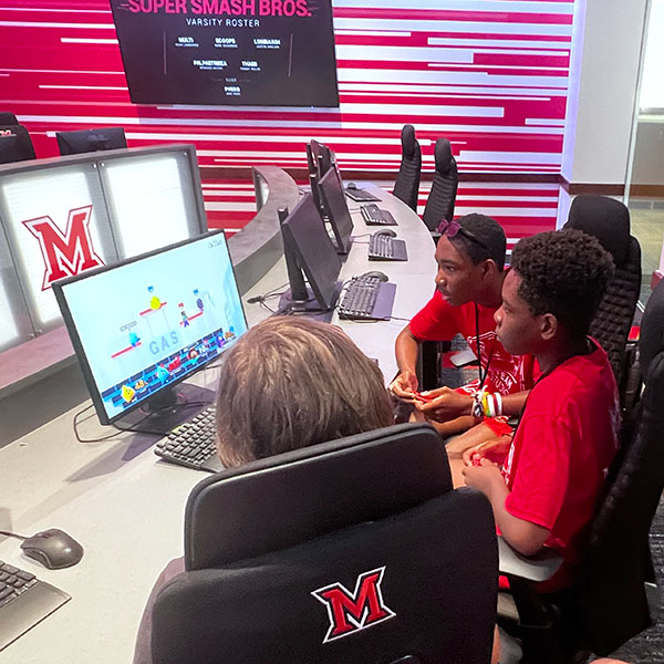 A group of campers enjoying eSports at Miami University