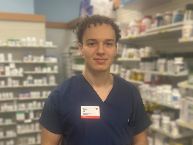 Anas Mimouni at his pharmacy job