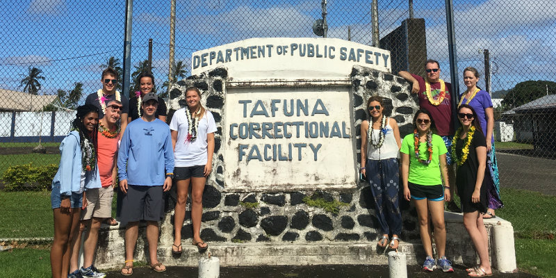 Students visit the Tafuna correctional faciltity while studying abroad.