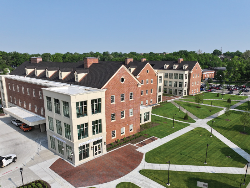 Ariel view of the exterior of Health Science building