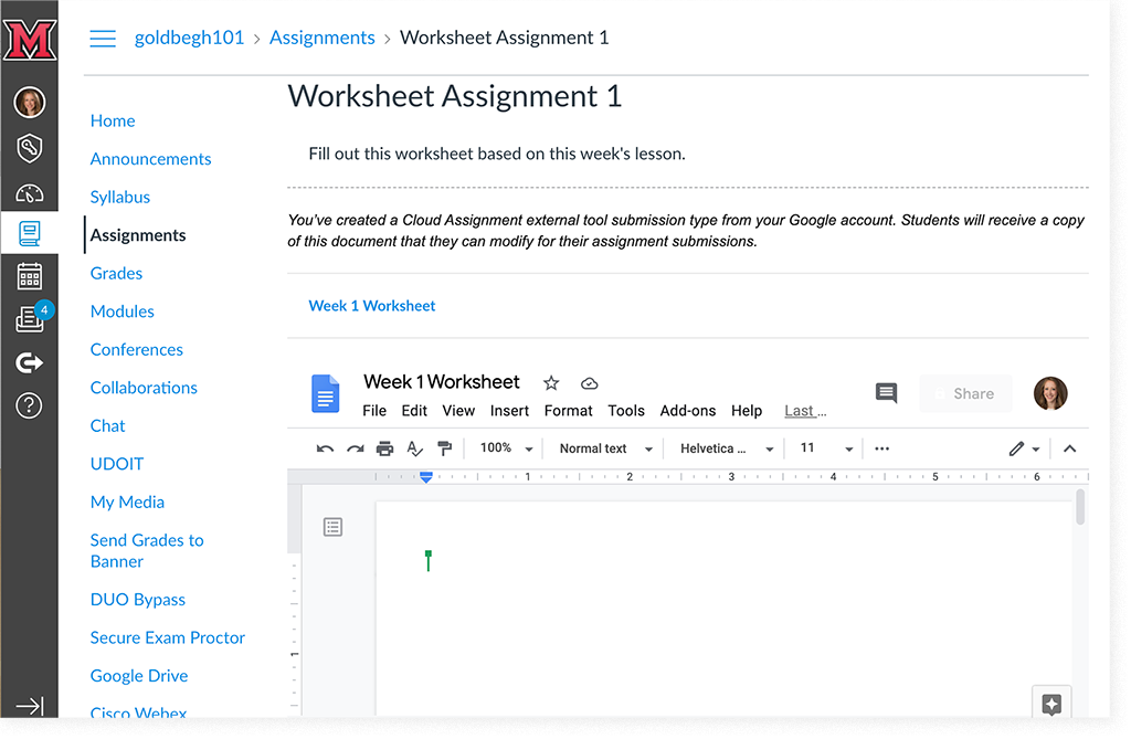 how to use google assignments in canvas