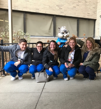 Becky with her nursing student friends