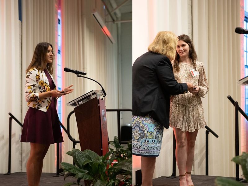 Natalie Sobel and Katie Bassler accepting the Ruth Ann Busald Award.