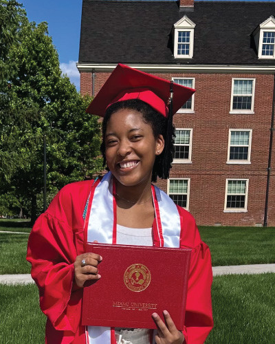 Abigal Evans in her cap and gown at the CLAAS Divisional Recognition ceremony.